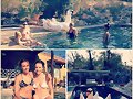 Claire Holt con amigas en la piscina