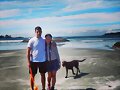 Allie Bertram con su novio y perro Charles