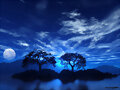 Cielo azul y luna