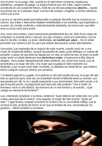 La mujer del velo, venganza por amor...