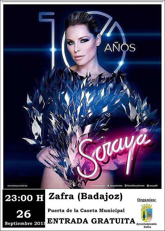 HOY SÁBADO 26-9-2015, CONCIERTO DE SORY EN ZAFRA