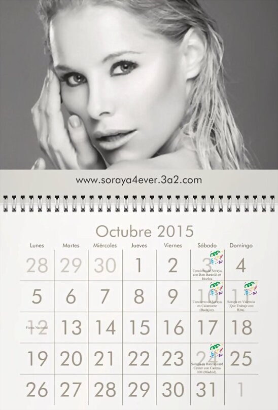 HOY JUEVES 1-10-2015, CALENDARIO SORAYA4EVER