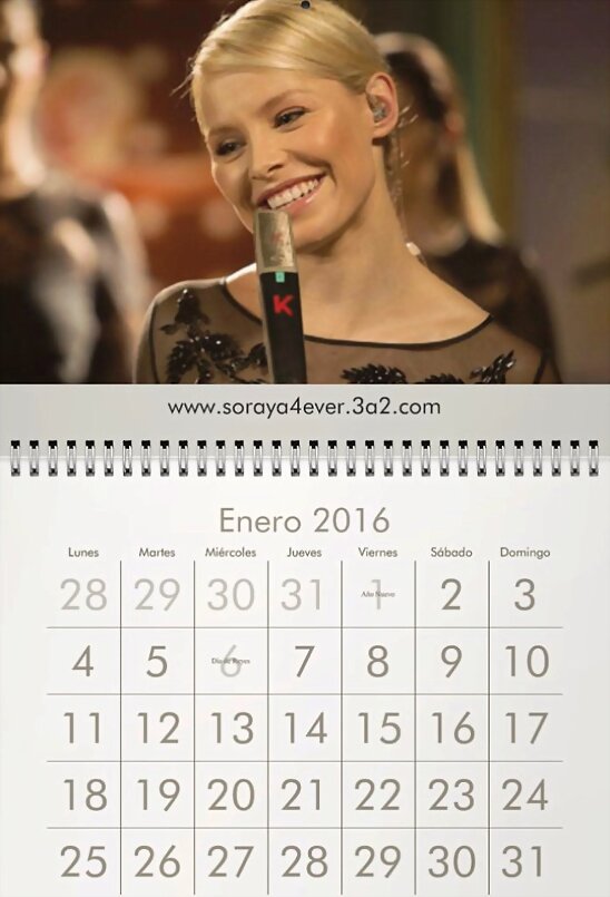 HOY DOMINGO 3-1-2016, CALENDARIO SORAYA4EVER ENERO