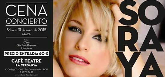 HOY SÁBADO 31-1-2015, SORAY EN CONCIERTO EN BCN