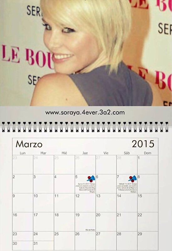 HOY LUNES 2-3-2015, CALENDARIO DE  SORAYA4EVER