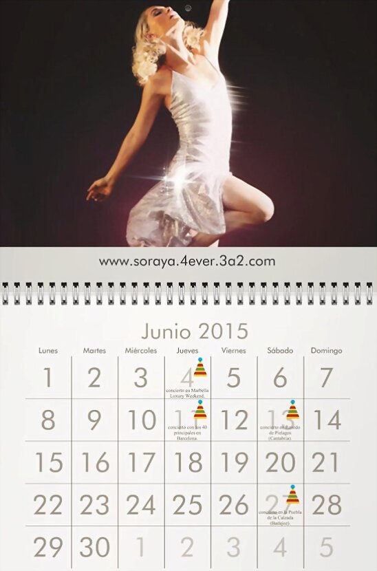 HOY LUNES 1-6-2015, CALENDARIO SORAYA4EVER (JUNIO)