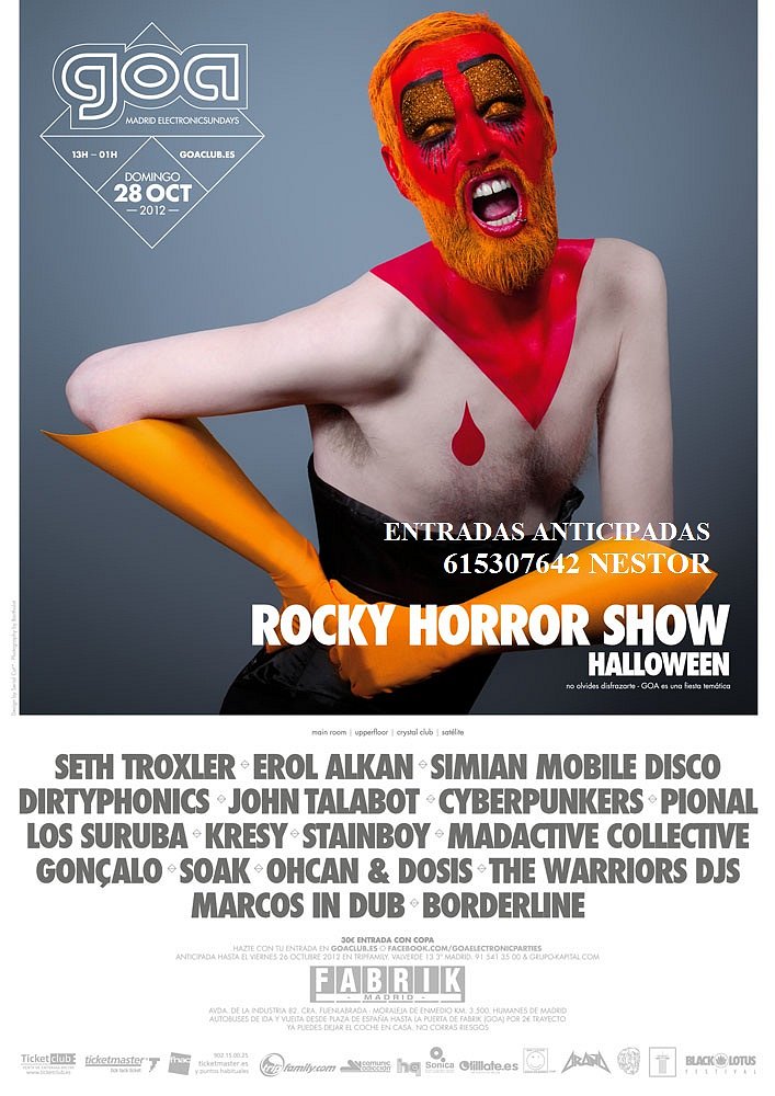GOA ROCKY HORROR SHOW HALLOWEEN 28-10-12 ENTRADAS