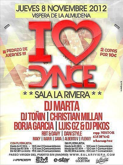 I Love Dance – Sala Riviera 08/11/12 Lista Nestor