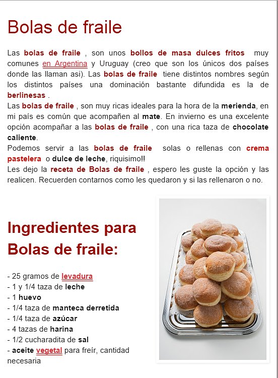 RECETA DULCE