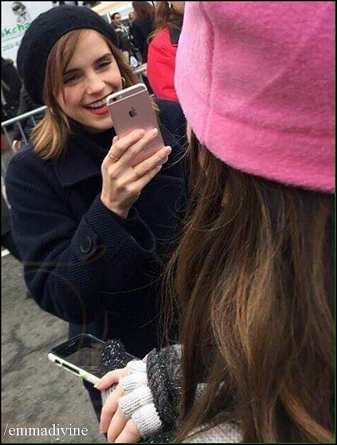Emma en la marcha de la mujer en Washington.